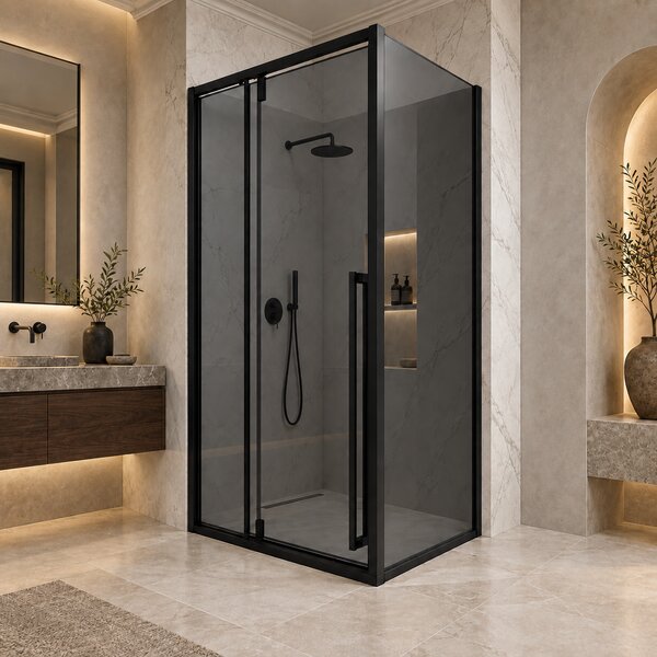 Cabina dus HYDRA 80x100 dreptunghiulara, sticla fumurie securizata 6 mm, profil negru mat