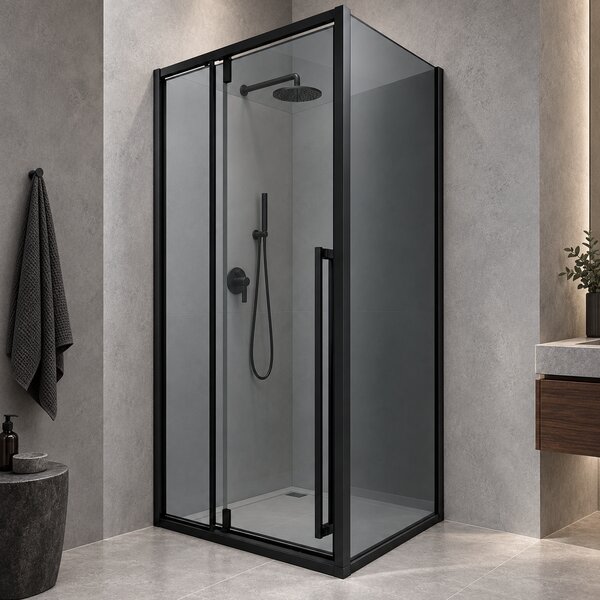 Cabina dus HYDRA 90x90 patrata, geam fumuriu securizat 6 mm, profil negru mat