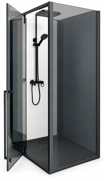 Cabina dus HYDRA 80x100 dreptunghiulara, sticla fumurie securizata 6 mm, profil negru mat
