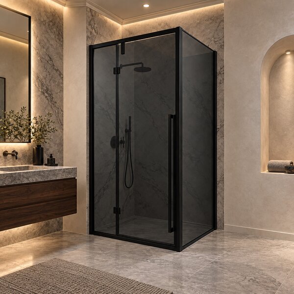 Cabina dus HYDRA 80x100 dreptunghiulara, sticla fumurie securizata 6 mm, profil negru mat