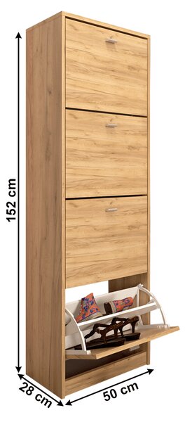 KONDELA Pantofar 4 compartimente, artisan, VIVAT NEW TYP 3