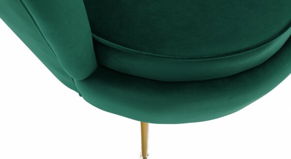 KONDELA Fotoliu în stil Art-deco, catifea Velvet smarald/crom auriu, NOBLIN