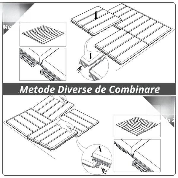Outsunny Set 9 Cărămizi de Cuplat pentru Pavaj Terasă 30x30x2cm 0.81mq Negru | Aosom Romania