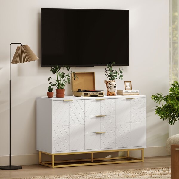 HOMCOM Dulap de bucatarie, Bufet jos pentru bucatarie sau sala de mese cu 3 sertare si 2 usi, 120x40x76 cm | Aosom Romania