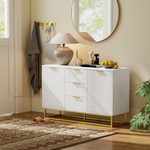 HOMCOM Dulap de bucatarie, Bufet jos pentru bucatarie sau sala de mese cu 3 sertare si 2 usi, 120x40x76 cm | Aosom Romania