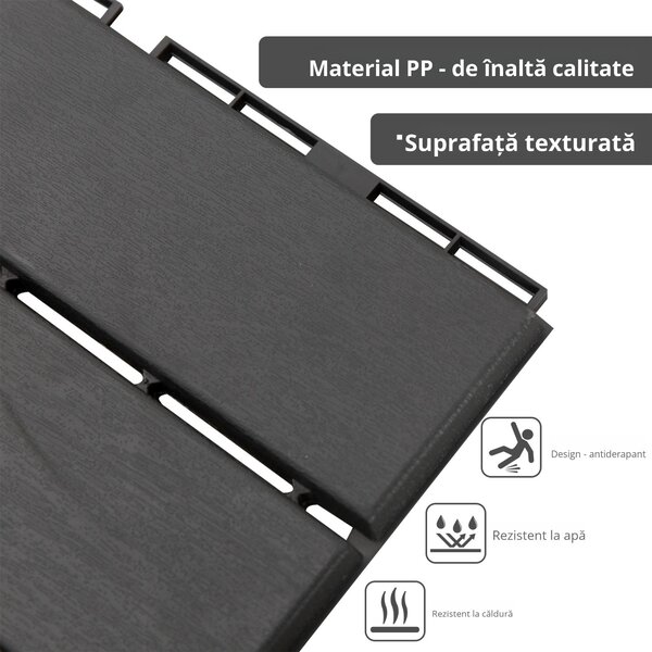 Outsunny Set 9 Cărămizi de Cuplat pentru Pavaj Terasă 30x30x2cm 0.81mq Negru | Aosom Romania