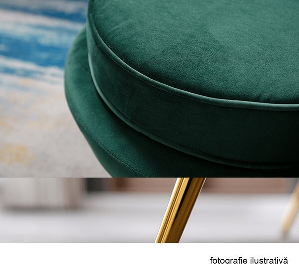 KONDELA Fotoliu în stil Art-deco, catifea Velvet smarald/crom auriu, NOBLIN