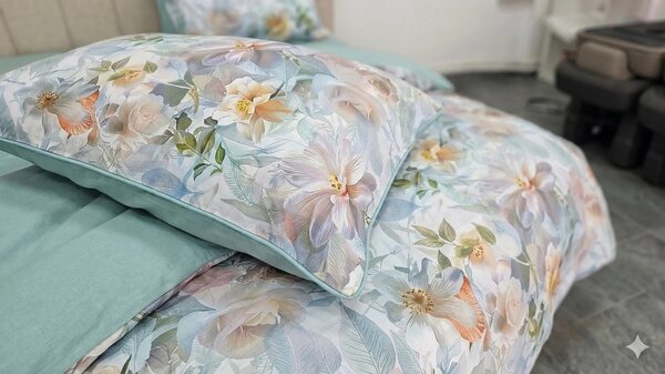 Lenjerie de pat Cotton Pro 100% bumbac – imprimare digitală (Garden Reviere) - RALEX PUCIOASA
