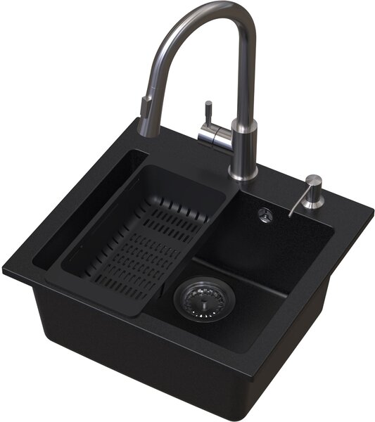 Ruvetti Frigo chiuveta cu baterie și accesorii negru/oțel LP_3200-FR4945BC_W