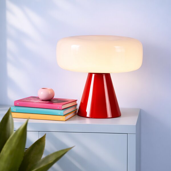 Lampă de masă retro roșie cu alb - Knob