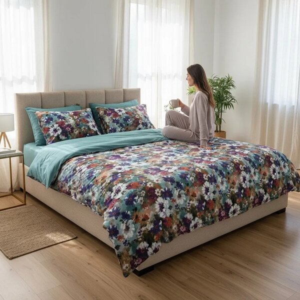 Lenjerie de pat Cotton Pro 100% bumbac – imprimare digitală (Floral Daydream) - RALEX PUCIOASA