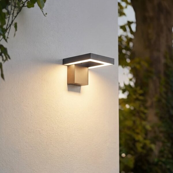 Lindby LED-Aplică de exterior Orbin, gri, înclinabilă, CCT, IP54, Gri, Aluminiu, Modern