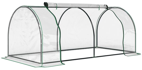 Outsunny Tunel de oțel pentru grădină cu seră și capac din PVC, 200x100x80 cm, transparent și verde | Aosom Romania
