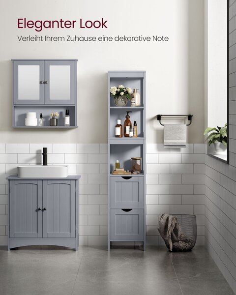 Dulap baie Vasagle Gri 30x30x141.5 cm