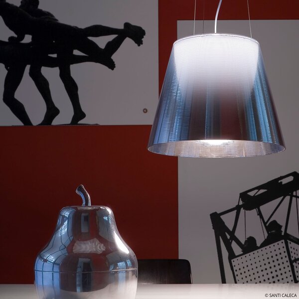 FLOS KTribe S2 lampă suspendată, gri fum, reglabil, Gri, Camera de zi / sufragerie, Plastic, Design
