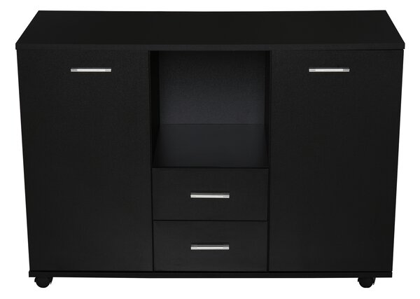 Vinsetto Dulap Mobil pentru Birou, Suport pentru Fax, Scanner, Imprimantă, cu 4 Roti, Design Modern, Negru | Aosom Romania