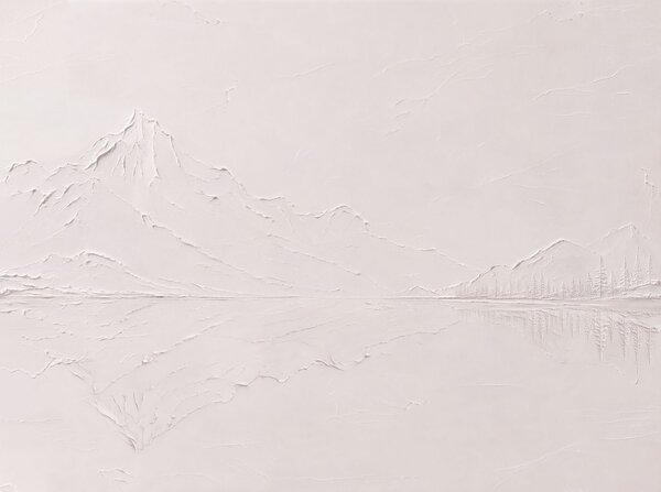 Tapet Un peisaj montan de un roz deschis, cu textură, în care se reflectă un lac ca o oglindă, Fototapet Natură, w05739v1 : Uwalls.ro