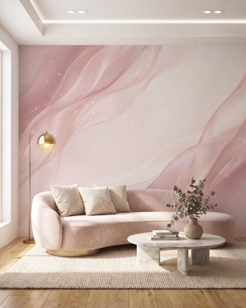 Tapet Compoziție abstractă delicată, în nuanțe delicate de roz, Imagini de fundal unice, w09959 : Uwalls.ro