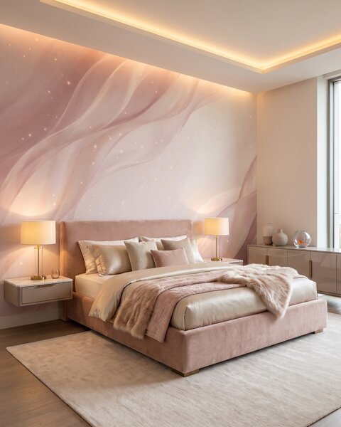 Tapet Compoziție abstractă delicată, în nuanțe delicate de roz, Imagini de fundal unice, w09959 : Uwalls.ro