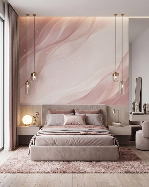 Tapet Compoziție abstractă delicată, în nuanțe delicate de roz, Imagini de fundal unice, w09959 : Uwalls.ro