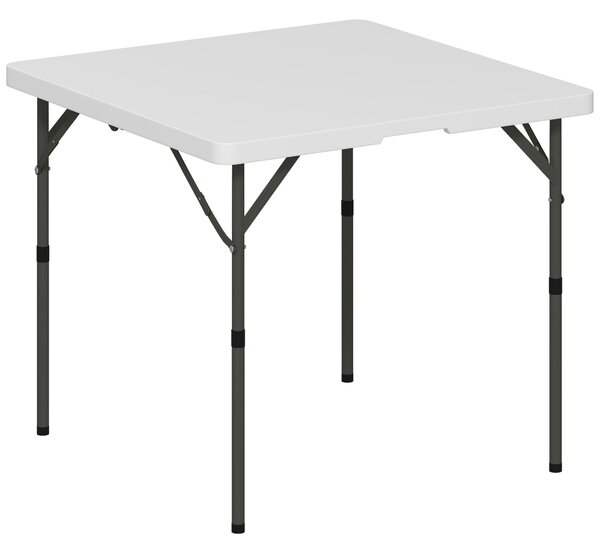 Outsunny Masă de Camping Pliabilă cu 2 Înălțimi Reglabile, 86x86x74 cm, Alb | Aosom Romania
