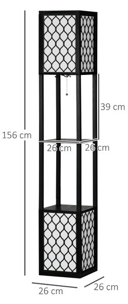 Lampa de podea coloana cu 2 rafturi, pentru camera de zi, studiu si dormitor, 26x26x156cm, alb si negru HOMCOM | Aosom Romania