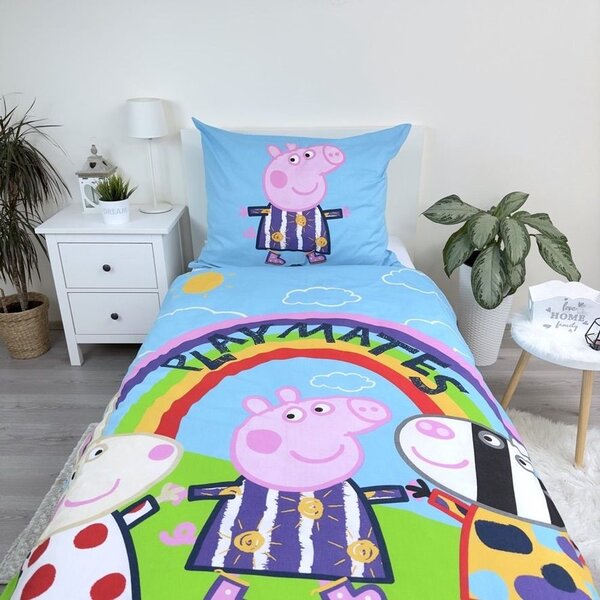 Lenjerie de pat Peppa Pig cu efect luminos - 140 x 200 cm / 70 x 90 cm