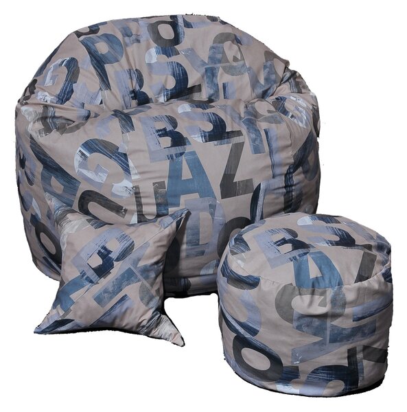 Set Fotoliu King Size cu Otoman (suport picioare) si Perna, Material Textil - Army Scrabble
