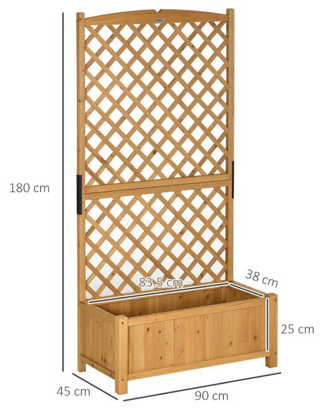 Outsunny Jardiniera de exterior din lemn de brad cu design vertical inaltat, 90x45x180 cm, Galben | Aosom Romania