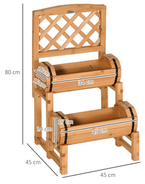 Outsunny Jardinieră Lemn de Brad Formă Butou Design Înălțat Galben 45x45x80cm pentru Grădină | Aosom Romania