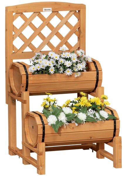 Outsunny Jardinieră Lemn de Brad Formă Butou Design Înălțat Galben 45x45x80cm pentru Grădină | Aosom Romania
