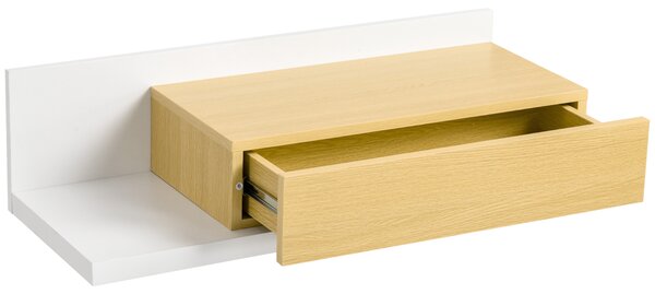 HOMCOM Set Mobilier pentru Hol cu Oglindă și Sertar, Design Modern din Lemn, Oglindă de Perete 40x70cm, Alb și Lemn Natural | Aosom Romania
