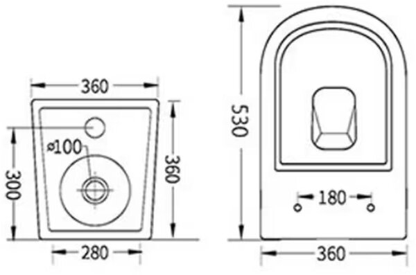 Kronenbach Tube vas wc agăţat cu spălare turbionară alb KB100080WG