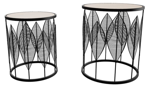 Set 2 masute cafea FOLLA, stejar/negru