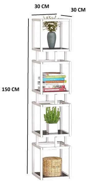 Biblioteca Art din metal culoare alb 150 cm