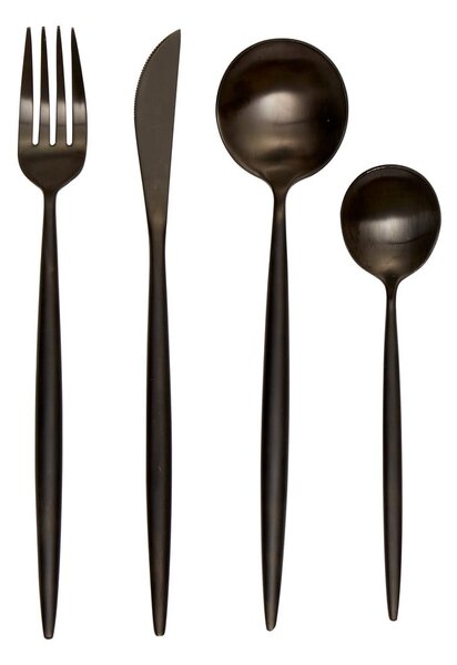 Tacâmuri negru din oțel inoxidabil 16 buc. Modern retro – Premier Housewares