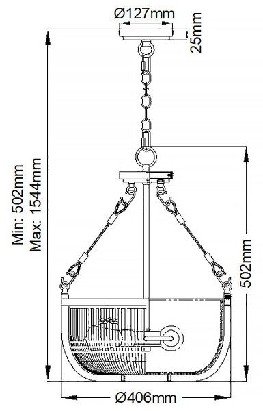 Quintiesse QN-ROUX3-NBR - Candelabru ROUX pe lanț, 3xE27/60W/230V, auriu