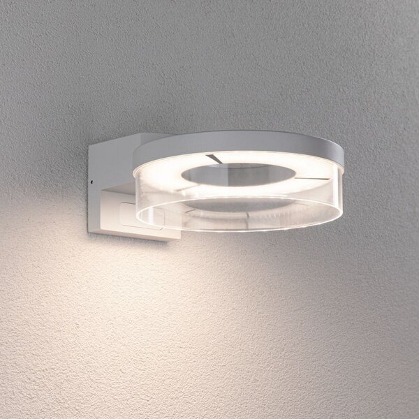 Paulmann LED senzor lumina de perete în aer liber Capera metal alb IP44, Alb, Aluminiu, Modern