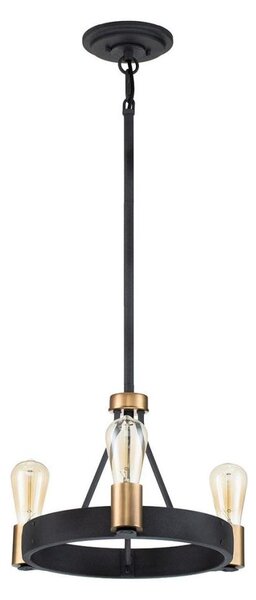 Quintiesse QN-SILAS-3P-DZ - Lustră pe tijă SILAS 3xE27/60W/230V negru/auriu