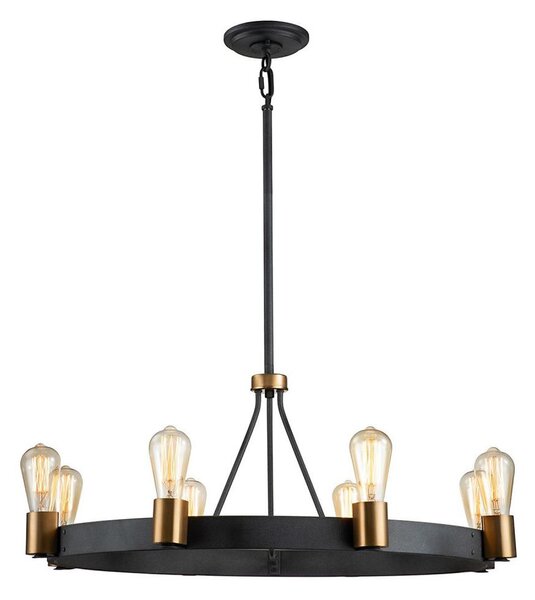Quintiesse QN-SILAS-8P-DZ - Candelabru cu tijă SILAS 8xE27/60W/230V negru/auriu
