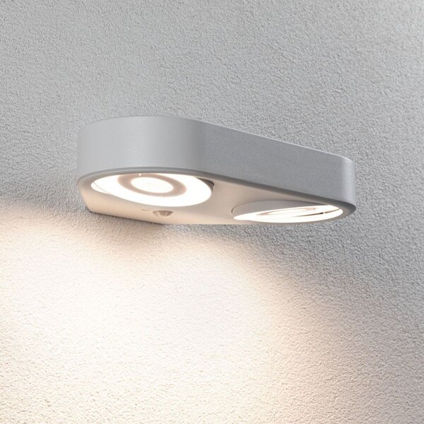 Paulmann LED senzor în aer liber lampă de perete Silma alb 2 becuri IP44, Alb, Aluminiu, Modern, Perete rotund