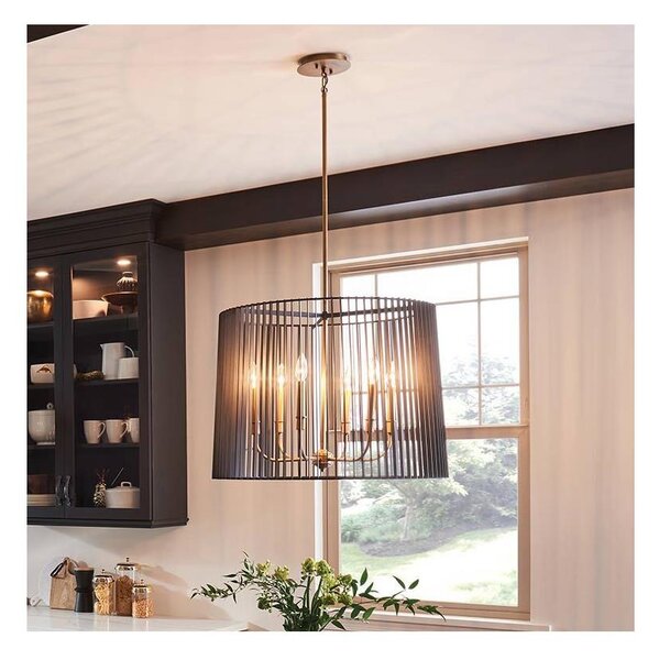 Quintiesse QN-LINARA-6P-BK - Candelabru cu tijă LINARA 6xE14/60W/230V negru/auriu