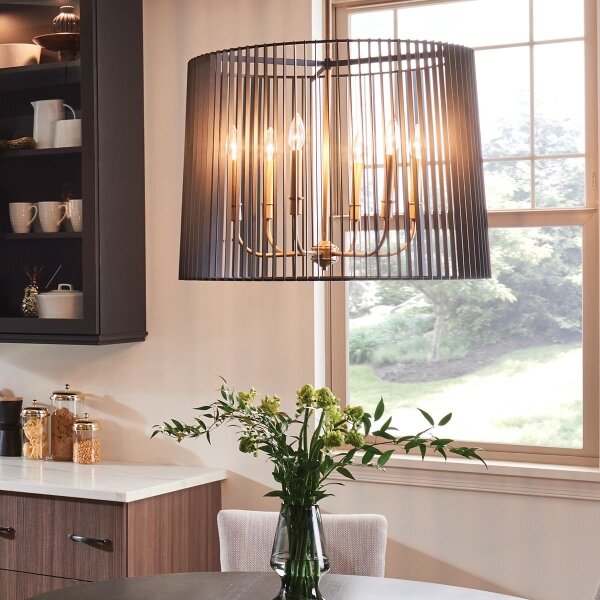 Quintiesse QN-LINARA-6P-BK - Candelabru cu tijă LINARA 6xE14/60W/230V negru/auriu