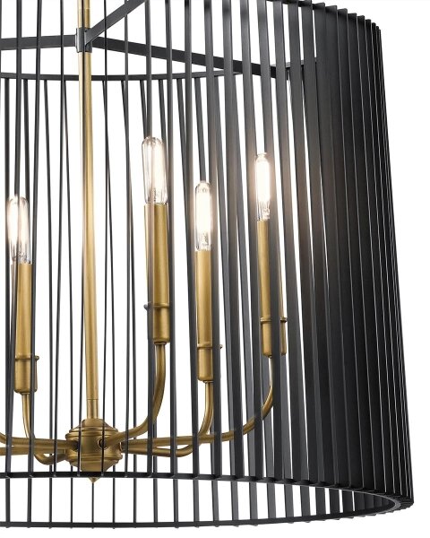 Quintiesse QN-LINARA-6P-BK - Candelabru cu tijă LINARA 6xE14/60W/230V negru/auriu