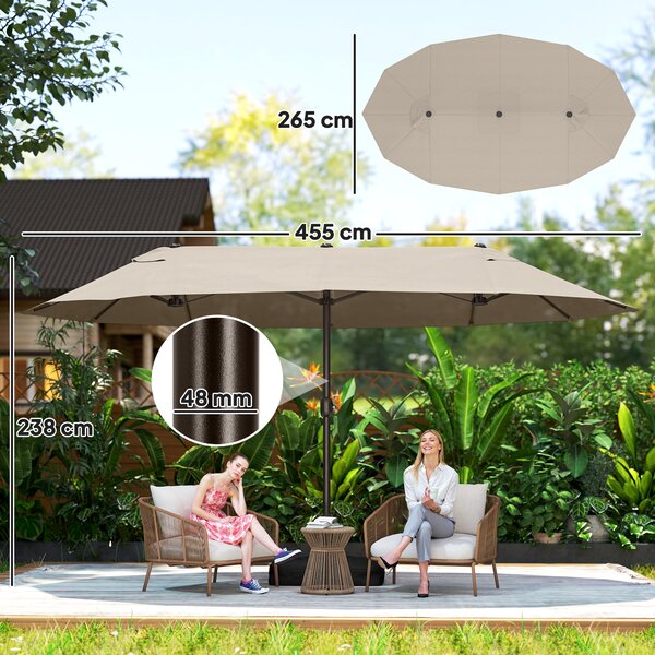 Outsunny Umbrele de Gradina Dubla 460x270cm cu Manivela si Baza Transversala | Aosom Romania