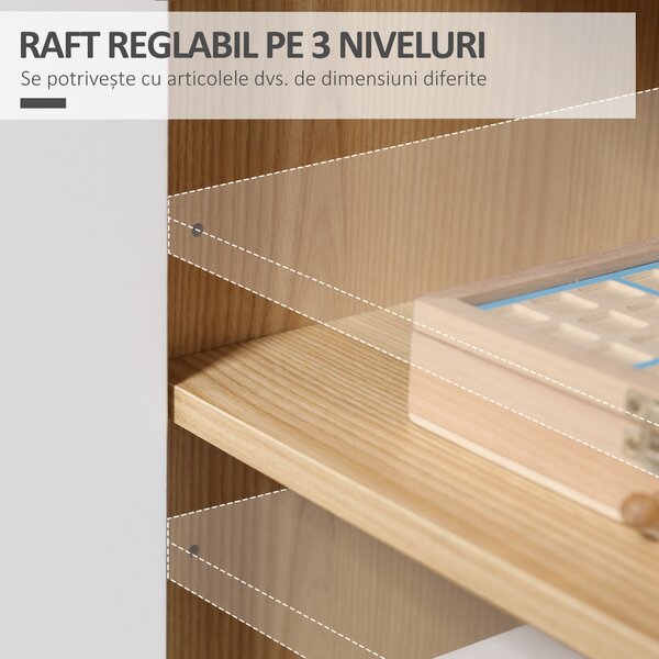 Dulap Modern HOMCOM cu Rafturi Reglabile, Design Anti-Inclinare, Mult Spațiu de Depozitare, PAL, Natural și Alb, 77x35x77,5cm | Aosom Romania