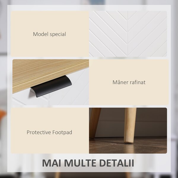 Dulap Modern HOMCOM cu Rafturi Reglabile, Design Anti-Inclinare, Mult Spațiu de Depozitare, PAL, Natural și Alb, 77x35x77,5cm | Aosom Romania