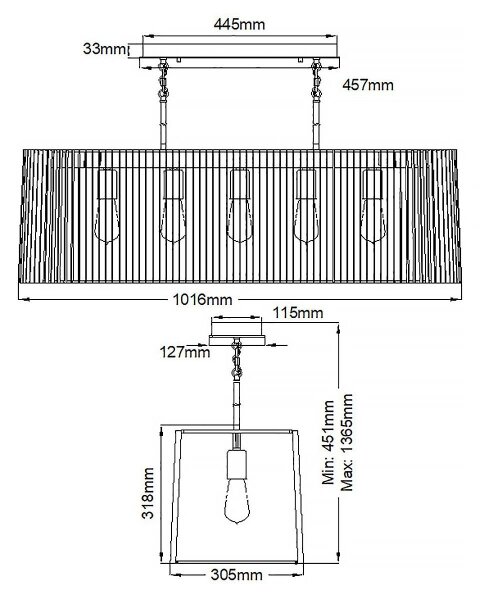 Quintiesse QN-LINARA-ISLE-BK - Lustră cu tijă LINARA 5xE27/60W/230V negru/auriu