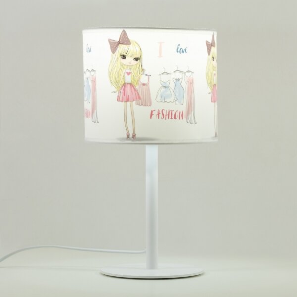Lampă de masă pentru copii GIRLS VIBES 1xE27/60W/230V, diametru 18 cm, Iubesc moda
