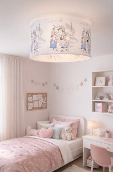 Plafonieră pentru copii GIRLS VIBES, 1xE27/60W/230V, diametru 40 cm, Paris